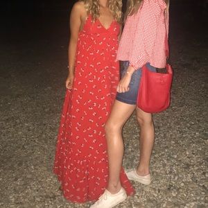 Red Maxie dress with floral print